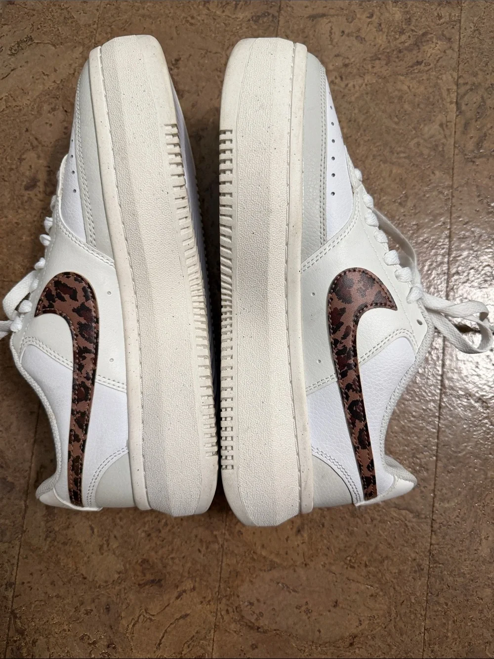 NEW Nike White Sneakers with Leopard-Print Swoosh